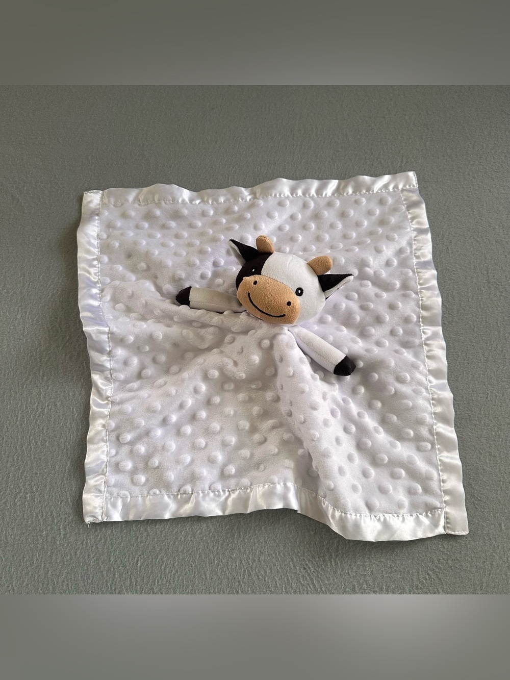 Pro Goleem Holstein Cow Textured Minky Lovey Security Blanket Satin Trim